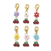 6Pcs 6 Colors Cherry Glass Seed & Natural Carnelian Beads Pendant Decorations HJEW-MZ00129-2