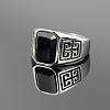 304 Stainless Steel & Obsidian Finger Rings for Men FS-WG9DF95-03-1