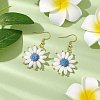 Natural Lava Rock Flower Dangle Earrings EJEW-TA00568-03-2