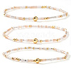 Boho Round Brass and Glass Seed Beaded Stretch Stackable Bracelet Sets BP2363-8-1