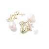 Natural Pearl Dangle Stud Earrings EJEW-P256-58G-2