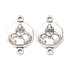 Tibetan Style Alloy Octagon with Church Connector Charms FIND-Z099-16AS-01-1
