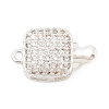 Brass Micro Pave Clear Cubic Zirconia Box Clasps KK-C080-10S-1