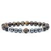 Dyed Natural Tiger Eye & Synthetic Hematite Stretch Bracelet XX9870-6-1