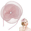 Fascinators Flower Mesh Feathers Organza Hat on a Hair Band Party Headwear for Girls and Women OHAR-WH0014-19A-1