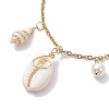 Glass Pearl and Spiral Shell Anklets AJEW-AN00578-3