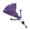 Halloween Cotton Threads Tassel & Synthetic Turquoise Skull Pendant Decorations HJEW-JM03757-02-4