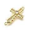 Brass Pave Clear Cubic Zirconia Religion Connector Charms KK-Q066-14G-2