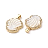 Shell Shaped Brass Micro Pave Clear Cubic Zirconia Pendants KK-G406-17G-3