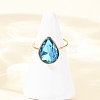 304 Stainless Steel with Glass Cuff Rings for Women RJEW-K309-41A-3