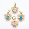 Brass Cubic Zirconia Pendants ZIRC-G144-03G-1