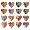  16Pcs 8 Colors Transparent Resin & Walnut Wood Pendants RESI-TA0002-16-11