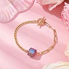 Electroplated Hexagon Prism Natural Quartz Link Bracelets BJEW-JB10753-03-2