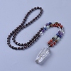 Natural Garnet & Natural Mixed Stone Pendant Necklace NJEW-I109-D03-1