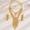 Vintage Luxury Alloy Rhombus Tassel Necklaces & Earrings Sets for Women's Party Wedding TD7149-2