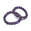 Natural Amethyst Bead Stretch Bracelets X-BJEW-K212-A-034-4