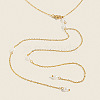 304 Stainless Steel and Natural Freshwater Pearl Tassel Y-shaped Lariat Necklaces for Women OF8673-1