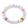 Candy Color Word Love Acrylic Beaded Stretch Bracelets for Kid BJEW-JB10158-02-1