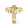 304 Stainless Steel Adjustable Finger Rings. Hollow Cross RJEW-C074-04G-2