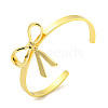 Bowknot Rack Plating Brass Open Cuff Bangles for Women BJEW-P322-06A-G-1