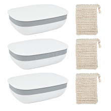 Plastic Soap Container Travel Soap Case Holder Soap Dishes with Linen Soap Bag for Home Bathroom Outdoor AJEW-BC0004-02