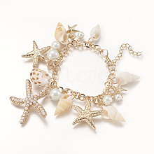 Trendy Shell Charm Bracelets BJEW-F166-01