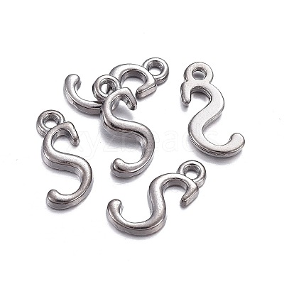 Gunmetal Plated Alloy Letter Pendants PALLOY-P097-03-S-1