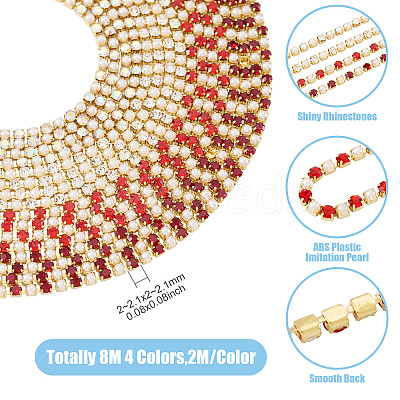 8m 4 Colors Brass Rhinestone Strass Chains CHC-TA0001-41-1