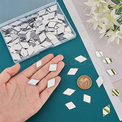 300pcs 3 style Rhombus Acrylic Mirror Sew on Rhinestone DIY-PH0013-84-1