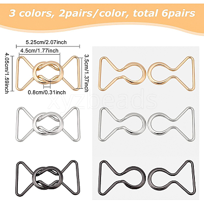 6Pairs 3 Colors Zinc Alloy Clasps FIND-BC0002-45-1