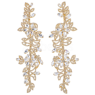 Brass Rhinestone Cloth Patches PATC-WH0031-003G-02-1