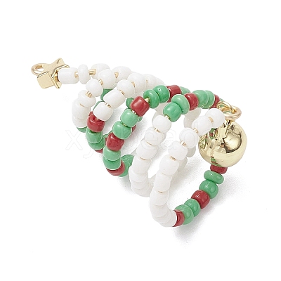 Glass Seed Beaded Christmas Tree Big Pendants PALLOY-TA00330-03-1