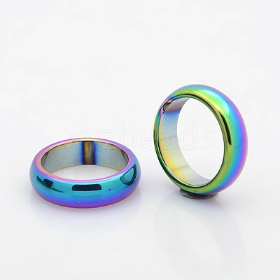 Electroplate Non-Magnetic Synthetic Hematite Wide Band Rings RJEW-J006A-04-1