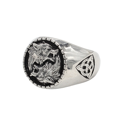 Wolf Pattern 304 Stainless Steel Finger Rings for Men FS-WGA3424-05-1