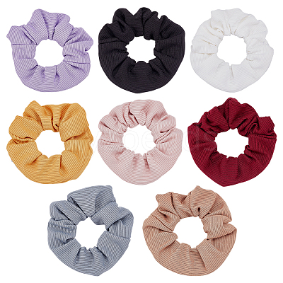 8Pcs 8 Colors Polyester Elastic Hair Accessories OHAR-FG0001-07-1