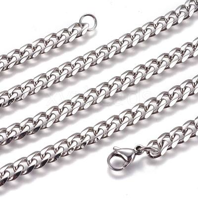 Non-Tarnish 304 Stainless Steel Cuban Link Chain Necklaces NJEW-L159-02A-P-1