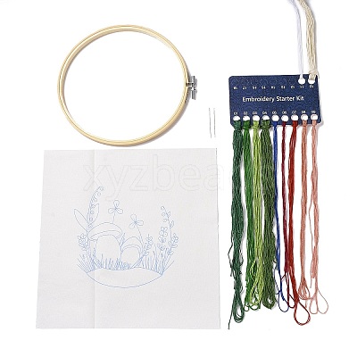 DIY Mushroom Pattern Embroidery Starter Kits DIY-L068-01D-1