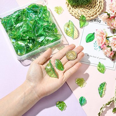 160Pcs 8 Styles UV Plating Acrylic Pendants OACR-CJ0002-55-1