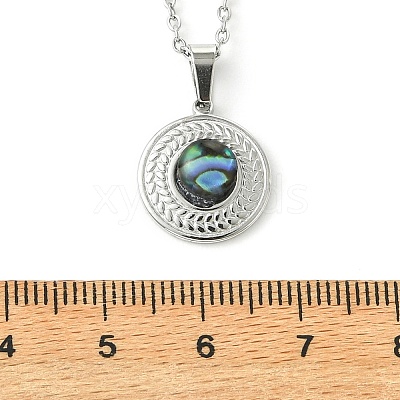 304 Stainless Steel Natural Paua Shell Pendant Satellite Chain Necklaces NJEW-JN06446-02-1