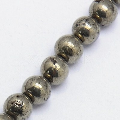 Natural Pyrite Beads Strands G-L031-5mm-01-1