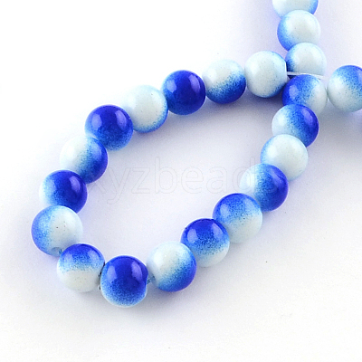 Two-Color Baking Paint Glass Bead Strands X-DGLA-R050-8mm-31-1