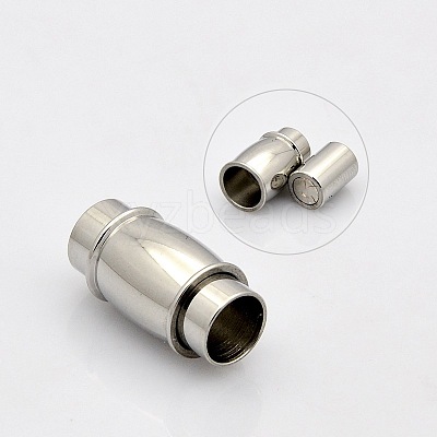 Tarnish Resistant Column with Barrel 304 Stainless Steel Magnetic Clasps with Glue-in Ends STAS-N014-07-5mm-1