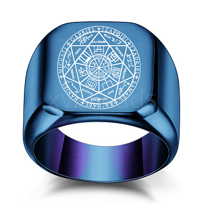 The Seven-Pointed Star Pattern 304 Stainless Steel Finger Rings FS-WGB7142-05-1