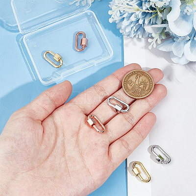 6Pcs 3 Colors Brass Screw Carabiner Lock Charms KK-UN0002-05-1