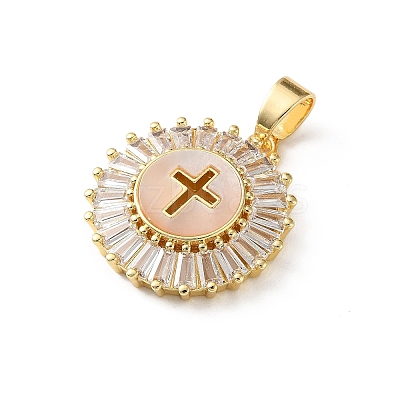 Brass Micro Pave Clear Cubic Zirconia Pendants SH-CBA03AF-14C-G-1