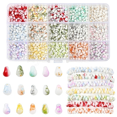 127.5G 15 Colors Baking Paint Glass Seed Beads SEED-FS0001-40-1
