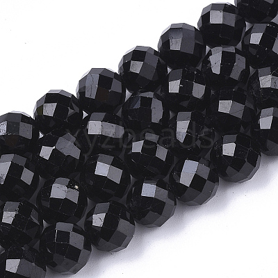 Natural Black Tourmaline Beads Strands X-G-S345-8mm-002-1