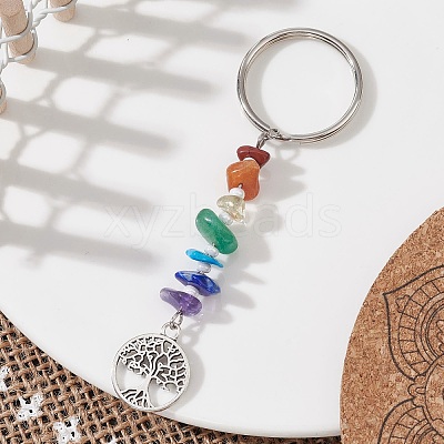 Chakra Natural Gemstone Chips Keychains KEYC-JKC00550-01-1