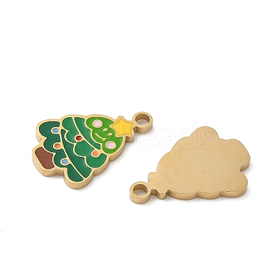 Christmas 304 Stainless Steel Enamel Pendants STAS-Z093-08W-G-1