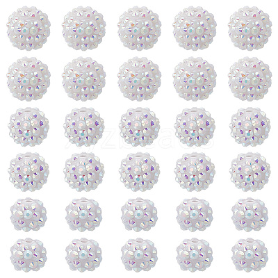 30Pcs 3 Styles Acrylic & Resin with Rhinestone Round Beads OACR-PH0004-27-1